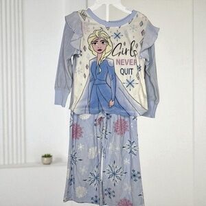 Disney Frozen Pajama Set Girls Blue and White